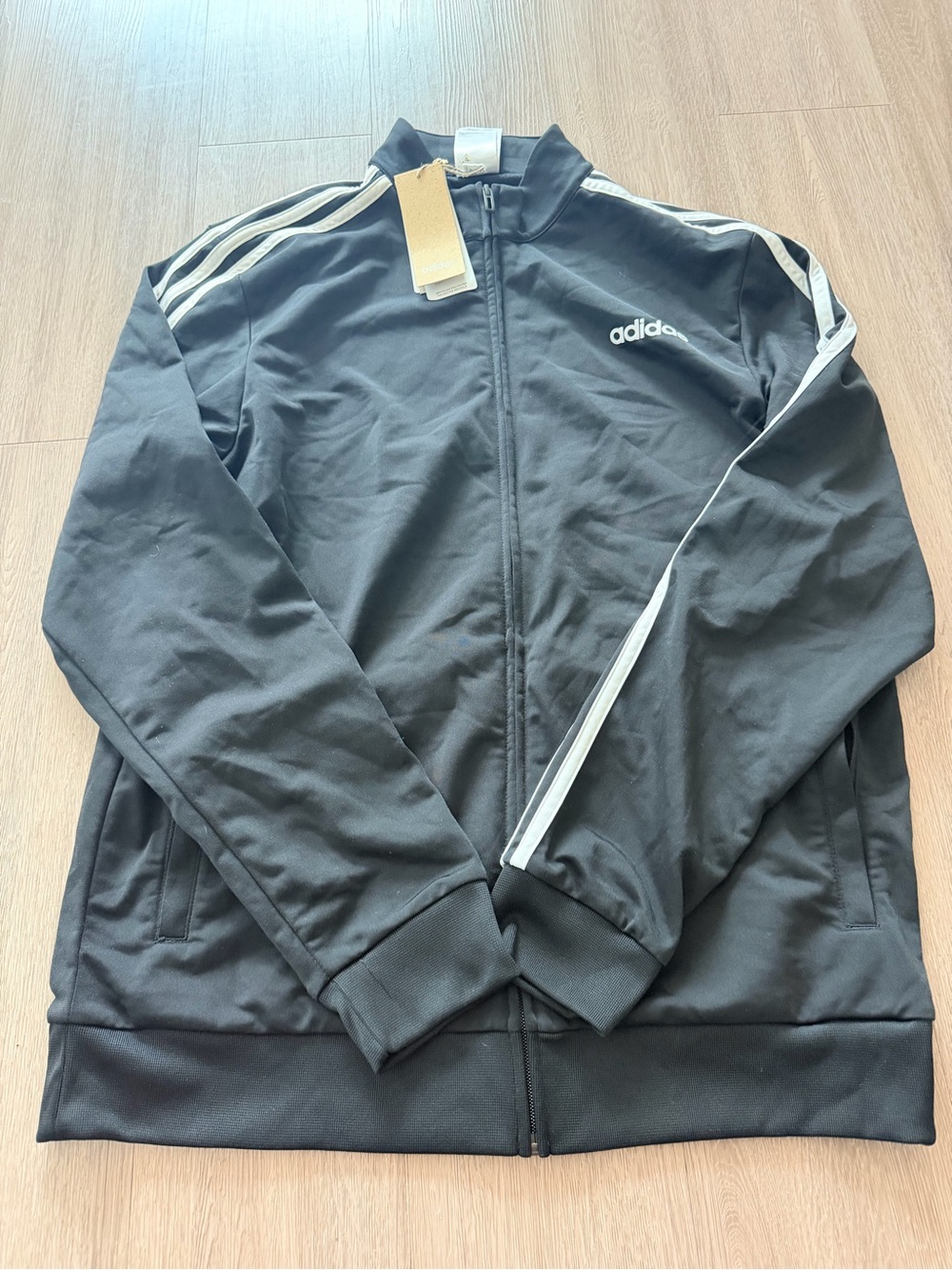 adidas Black Track Jacket with White Stripes